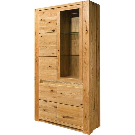 Vetrina in legno di quercia selvatica 113x40x205 oliato naturale KENT 102