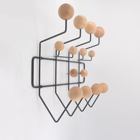 Patère Boule en Bois, Porte-Manteau avec 14 Crochets, Porte-Manteau Mural, Rail De Crochet avec Boules Colorées Porte-Manteau pour Entrée Couloir Chambre Salle De Bain