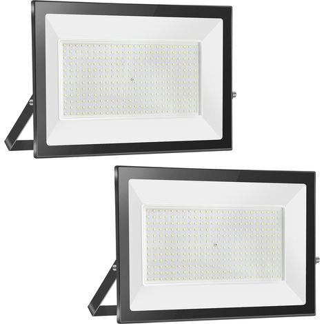 2pcs 200W Projecteur LED Extérieur,  20000LM Lampe LED Exterieur, 3000K Blanc Chaud Spot LED Extérieur, IP65 Etanche Eclairage de Sécurité, Projecteur LED pour Terrasse, Garage, Patio, Jardin (1/5)
