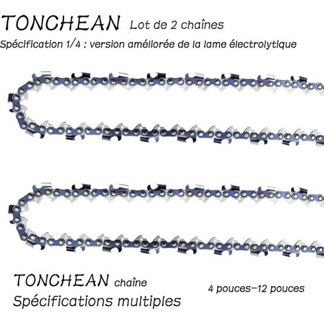 Guide et chaîne pour tronçonneuse,Lot de 2 chaînes de tronçonneuse Faible Rebond 1/4 32 maillons pour tronçonneuse (5pouces)Lame à 16 sections——Lame galvanisée améliorée (1/4)