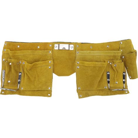 Werkzeuggürtel aus Leder mit mehreren Taschen, Schnellverschluss, tragbar, strapazierfähige Werkzeuggürtelschürze aus Leder für die Holzbearbeitung (1/5)