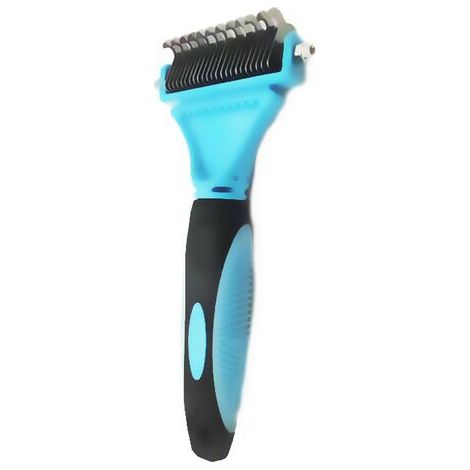 Peigne pour chien, peigne pour chat, brosse pour animaux - Élimine 95 % des poils morts (bleu)-AquaForge (1/5)