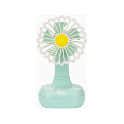 Sollbry Mini ventilateur de charge avec lumière LED, petit ventilateur en forme de chrysanthème vert mignon, 3-mode multifonctionnel avec boîte stockage et support. (1/5)