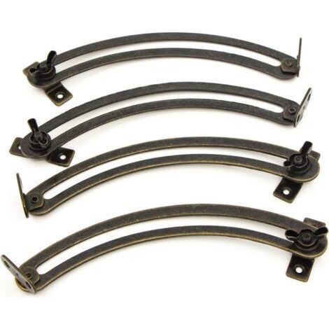 Set of 4 adjustable vintage elevator cover support hinges, for furniture, cabinets, boxes, tatami mats (1/5)