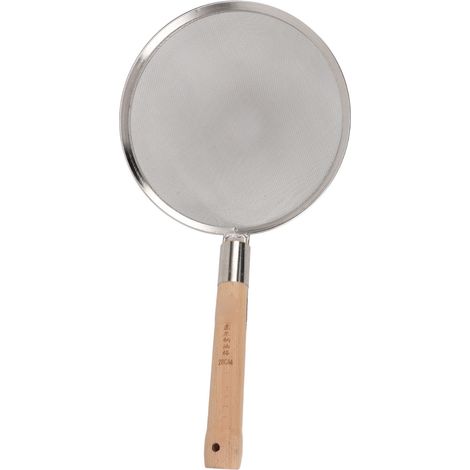 Passoire à mailles fines avec manche en bois, acier inoxydable 304, légère et portable, grande écumoire pour cuisson et friture, diamètre 28 cm (1/5)