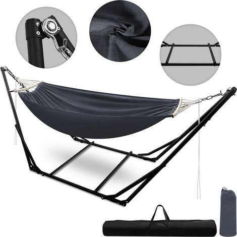 TolleTour Amaca pieghevole con supporto – Carico massimo 150 kg – Ideale per tempo libero giardino e terrazza – Supporto per amaca