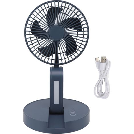 Klappbarer Tischventilator mit 3 Geschwindigkeitsstufen, USB-aufladbar, montagefrei, elektrisch, oszillierend, für Zuhause und Büro, Blau