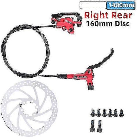 Frein de vélo Unique M8000 pour VTT, frein à disque hydraulique, étrier de frein à pression d'huile, 800/1400 mm (disque arrière droit rouge) (1/5)