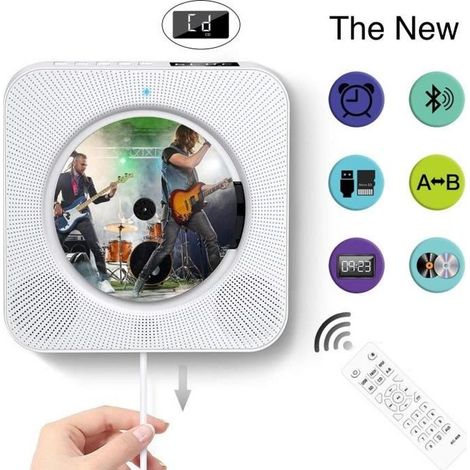 1 lecteur CD portable, Bluetooth intégré, haut-parleurs HiFi, radio FM, USB MP3, pour salon ou chambre