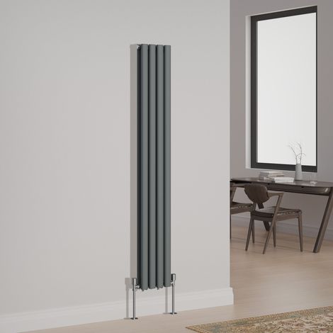 NRG Designer Radiator Oval Column Central Heating Rads Vertical Double 1600x236mm Anthracite (1/5)