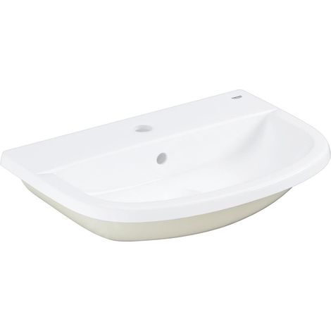 Grohe – Vasque à encastrer 560x400 mm – Céramique sanitaire blanc alpin – Semi-circulaire avec trou pour robinet – Trop-plein inclus (1/3)