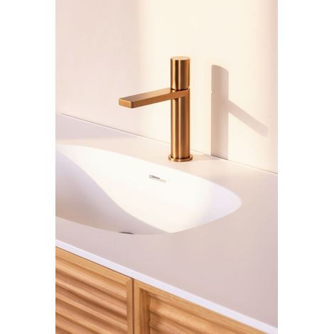 Mitigeur de lavabo en inox MILTON modèle bas cartouche céramique Ø25 BASS cuivre brossé (1/5)