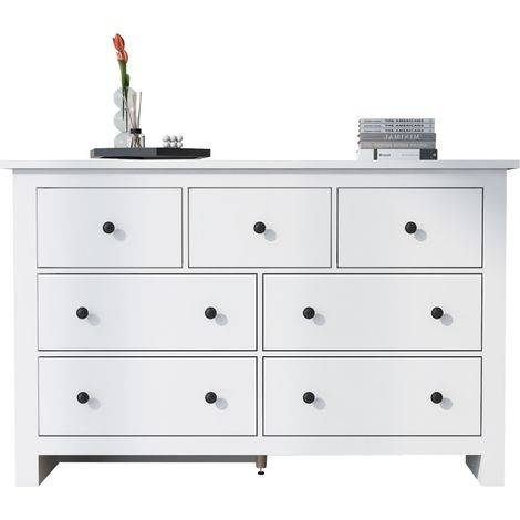 Buffet 152x40x89 CM Moderne Minimaliste Blanc Avec 7 Tiroirs, Grande Capacité (1/5)