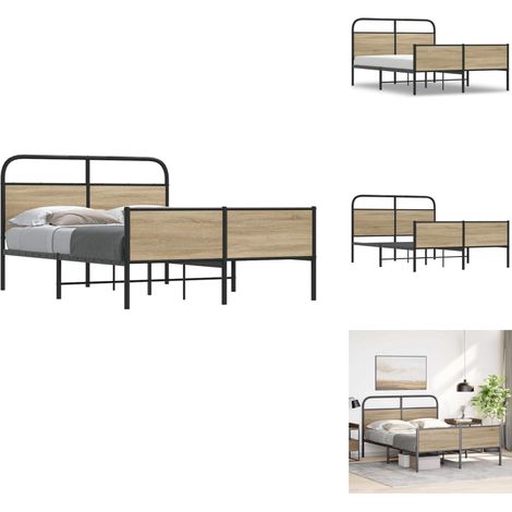 Cadre de lit sans matelas 135x190 cm chêne sonoma - Cadre De Lit - Cadres De Lit - Meuble De Chambre À Coucher - Lit (1/5)