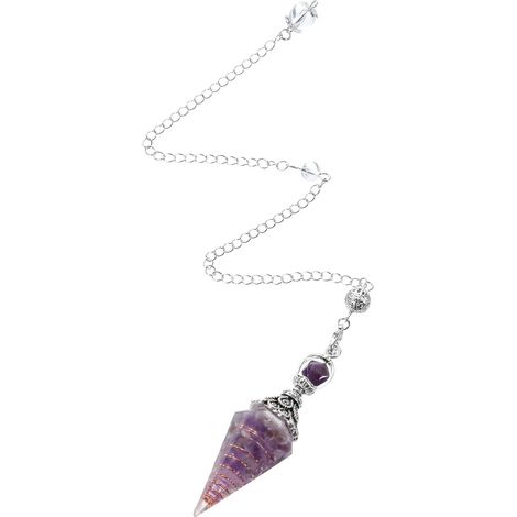 Pendule Améthyste - 1 Pièce - Résine Et Cristal - Divination Et Reiki - Méditation - 31 x 1,7 cm (1/5)