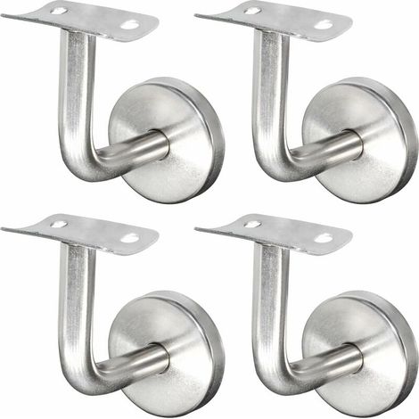 royaluxe - Support Main Courante Inox 304 pour Rampe Escalier Support Mural Rampe Bois Argent - (4 Pièces) (1/5)
