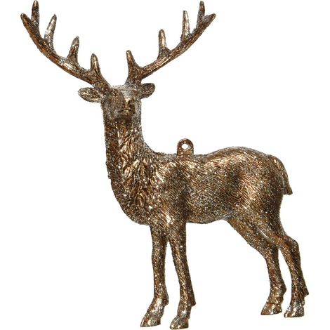 Hirsch hellbraun/bronzefarben geradeaus blickend Glitter
