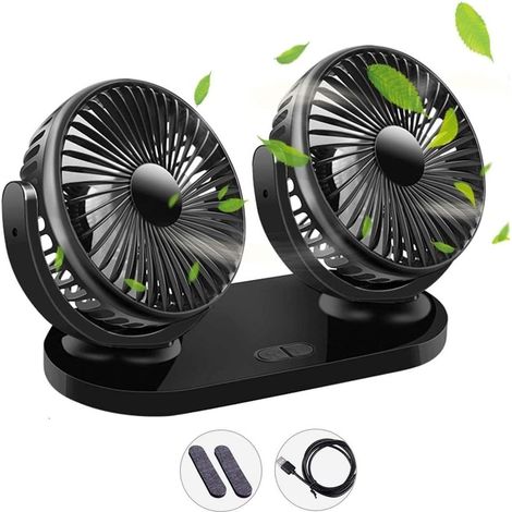 Auto Car Fan 3 Speed Dual Fan Range 360 Degree Rotation Adjustable Fan Home Office - Black for All Family Car Van Truck RV ATV Boat (1/5)