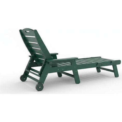ransat de jardin à roulettes, chaise longue inclinable 5 positions avec accoudoirs et porte-gobelet, résistant aux intempéries pour piscine, terrasse et plage (1/5)