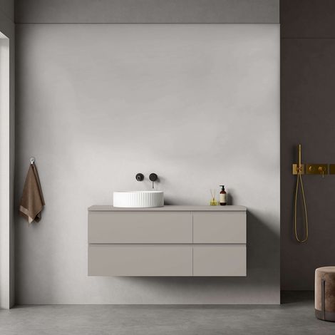 Mobile bagno sospeso reversibile 120 cm Grigio Cenere per Lavabo d'appoggio Senza Specchio - Fiji Paint Top (1/4)