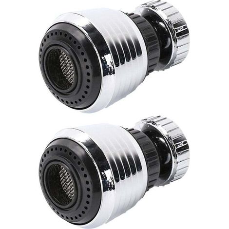 Aireador de grifo de 2 piezas con rotación de 360°, ahorrador de agua, función dual de ahorro de agua für Küche, boquilla de 360° (plateado) (1/4)