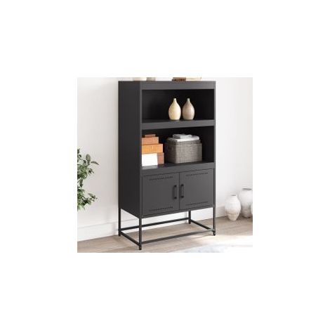 Buffet haut noir 68,5x38,5x123,5 acier (1/5)