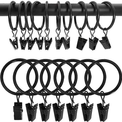 2025 100 clips pour anneaux de rideaux - fil noir 3.0 diamètre intérieur 25 (1/5)