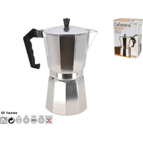 12 tazas cafetera aluminio  italiana clasica 600 ml apta gas,vitro,electric,halogena