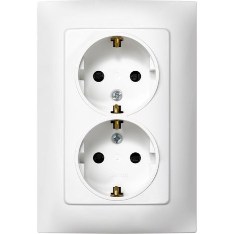 Doble base enchufe con tt blanco con marco (1/3)