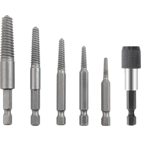 Set d'extracteurs de vis 6 pièces, Extracteur de vis gauche avec porte-embout à changement rapide, pour endommagées (1/5)