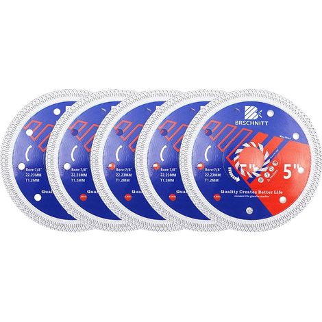 Disques de découpe en diamant, 5 pièces, pour la découpe de céramique et de pierre, 5pcs 125mm (1/2)