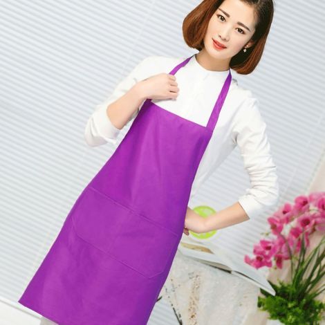 Tablier de cuisine,poches doubles violettesPolyester doux (1/4)
