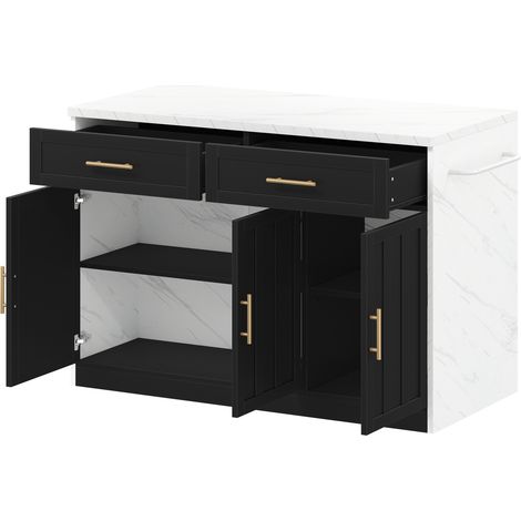 Îlot de cuisine noir 120 x 60 x 91 cm avec rangement et plan bar MODENUIT (1/5)