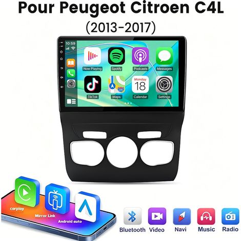 10 pouces Carplay 4 cœurs Autoradio pour Peugeot Citroen C4L(2013-2017)64G JUNSUN (1/5)