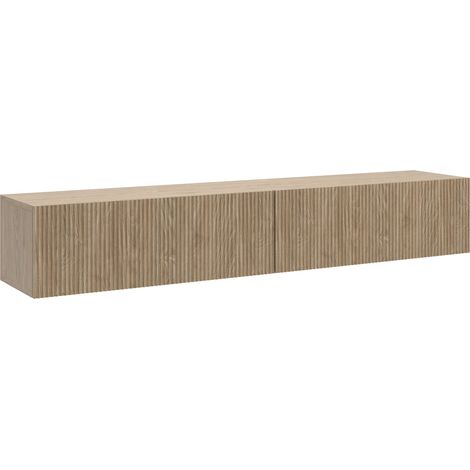 Selsey – Meuble TV suspendu 175 cm – Chêne huilé – Style Japandi – Rangement anti-poussière – Système Push-to-Open