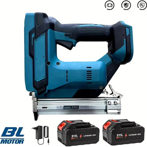 Pistolet à clous sans fil Brushless – haute performance pour bois et meubles, 2 batteries Li-Ion incluses, compatible Makita 18V