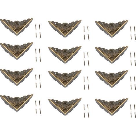 Vintage Bronze Iron Decorative Corner Protector, 12 Pieces, for Wooden Box Edges (1/5)
