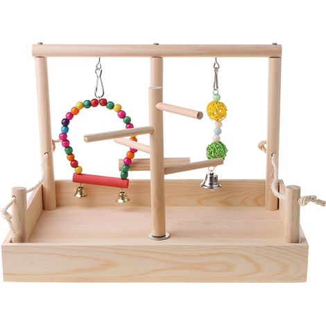 Hamac chic en bois pour oiseaux, support en bois, échelle, jouets pour cage pour petites perruches calopsittes