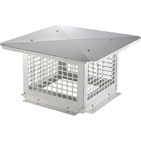 Chapeau de Cheminée 305x305 mm Chapeau de Conduit Cheminée Base Carrée Acier Inoxydable 304 Couvercle Bouchon Protection Anti-oiseaux Pare-vent avec Accessoires pour Différents Types Cheminées (1/5)