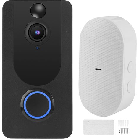 Sonnette vidéo WiFi intelligente 1080P, interphone sans fil avec détection de mouvement et vision nocturne, sécurité domestique 100‑240V, prise UE compatible TUYA (1/5)