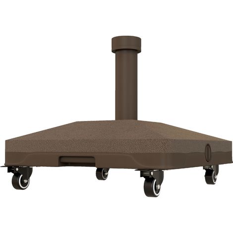 Beschwerter, quadratischer Sonnenschirmständer, 4 Räder, 45 x 45 x 39 cm, braunes HDPE