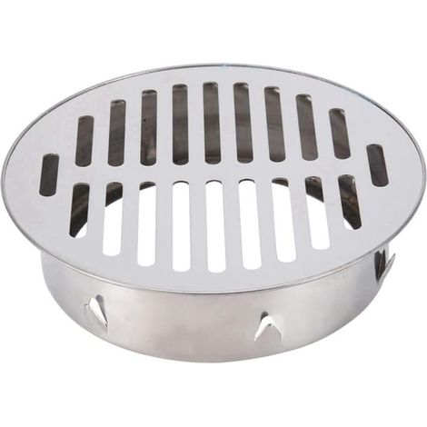 1 couvercle de siphon sol rond inoxydable, grille anti-débris pour terrasse, jardin extérieur, bouche plate 160 mm, résistant aux bouchages (1/3)