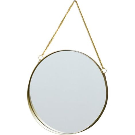 Round Metal and Glass Wall Mirror Durable for Makeup