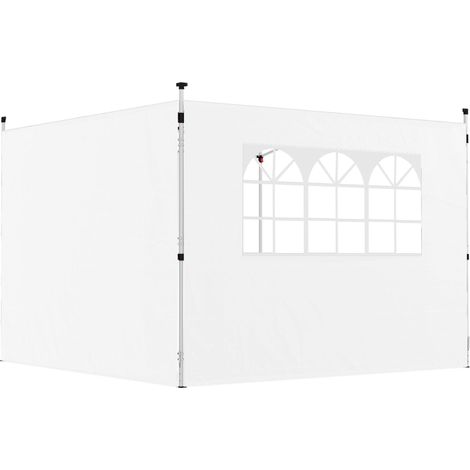 Parois latérales pour tonnelle 3 x 3 m panneaux pour pavillon avec fenêtre lot de 2 tissu Oxford blanc (1/5)
