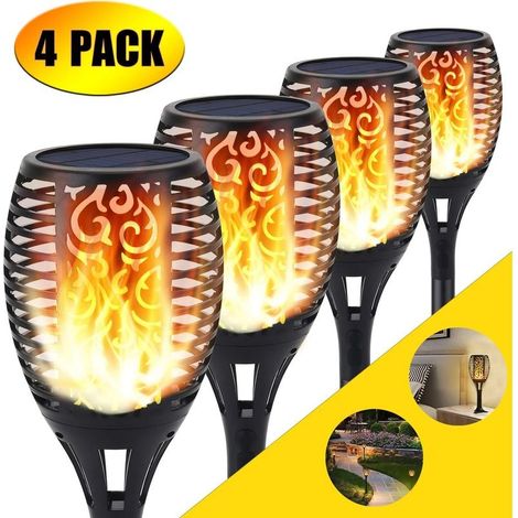 Lumière solaire de torche, lumière de flamme de scintillement de 96 LED allume les,allées de jardin / cour extérieure (lot de 4) (1/5)