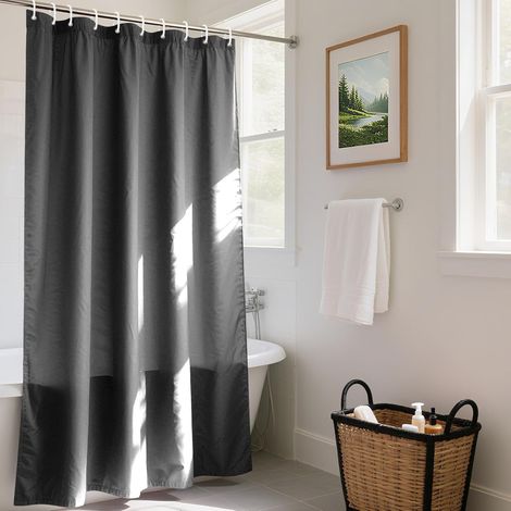 1 Rideau de douche,240x200 cm,Polyester imperméable,Anti moisissure,16 anneaux,Salle de bain