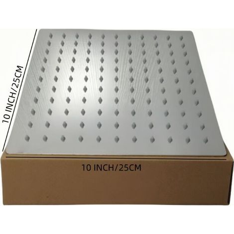 Lntyq Pommeau de douche en acier inoxydable - Douche à économie d'eau, pommeau de douche carré de 25 cm, pommeau de douche à effet pluie universel, filetage 1/2 pouce (1/4)