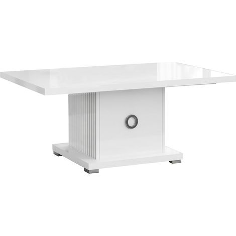 MARIKA - Table Basse Laquée Blanche avec Pied Central (1/3)