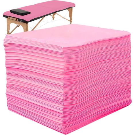 Lot de 100 draps-housses jetables pour lits de massage, jetables en tissu non tissé, pour tables de massage, spa, tatouage, salon de tatouage, 80 x 180 cm, rose (1/5)