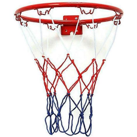Panier de basket mural de 32 cm avec filet et cercle en métal, fixation murale par vis, pour une utilisation intérieure et extérieure. (1/5)